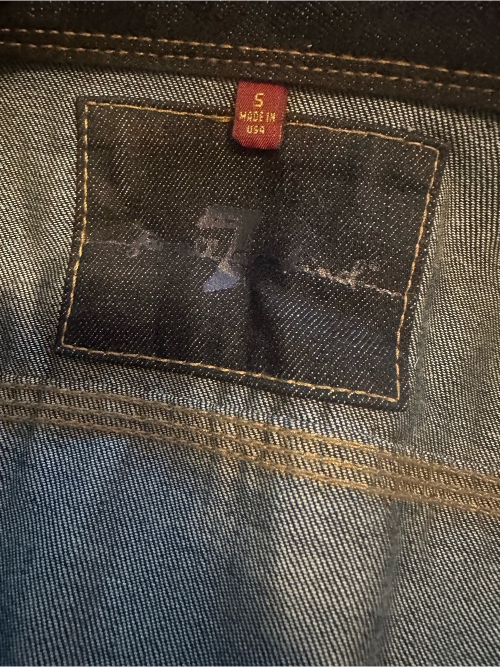 7 for all mankind dark blue Denim Jacket  men’s small - Picture 5 of 6